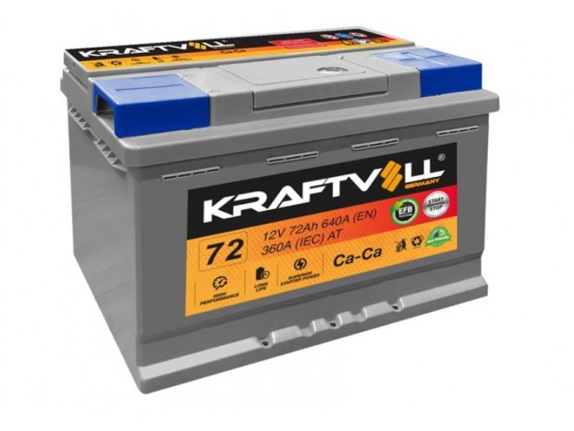 Kraftvoll 12V 72Ah 720CCA Start-Stop EFB Sulu Akü